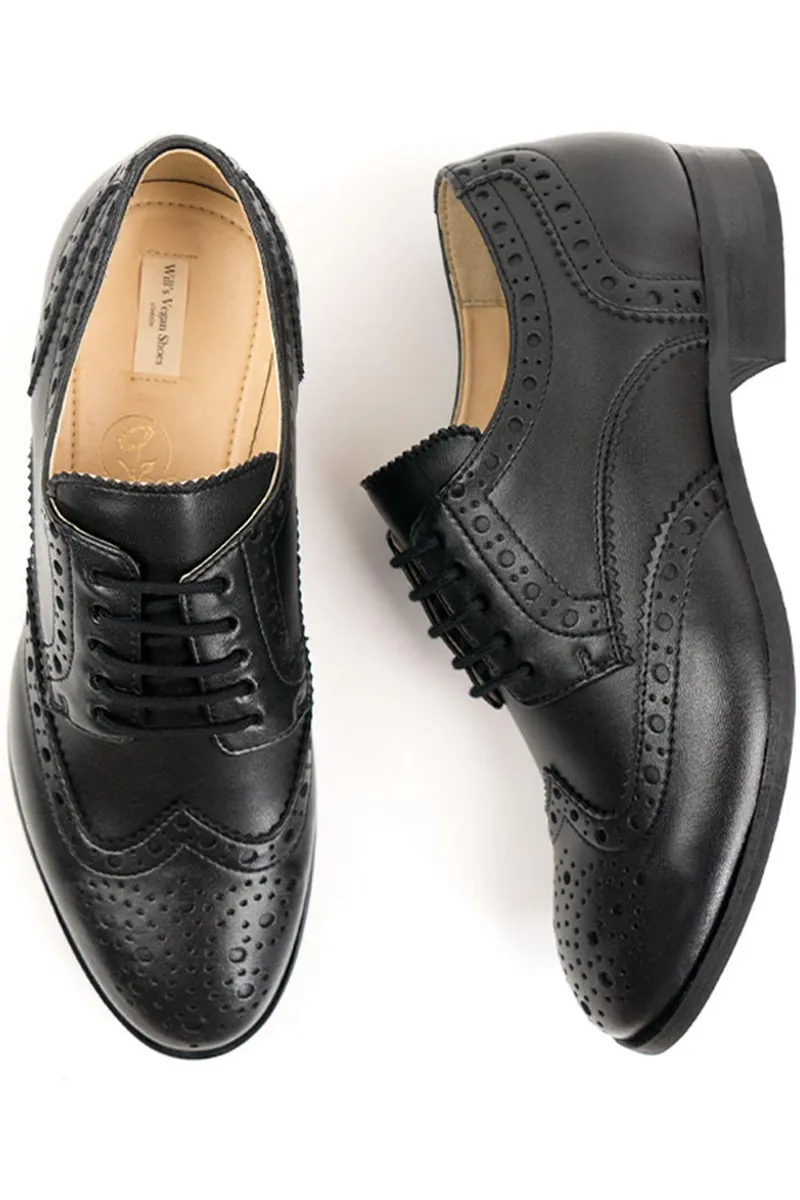 Will's Vegan Store Will's Vegan Store Herren vegan Brogue Oxfords City Wingtip Schwarz, Schwarz, – Produktbild 1 von 2