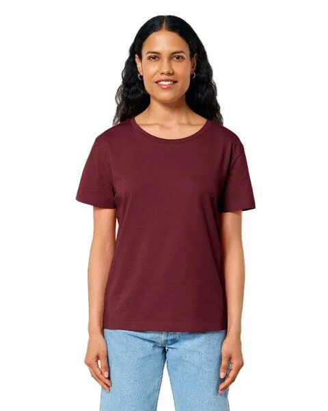 YTWOO YTWOO Damen-Scoop-Neck-T-Shirt aus Bio-Baumwolle, Burgunderrot, – Produktbild 2 von 4