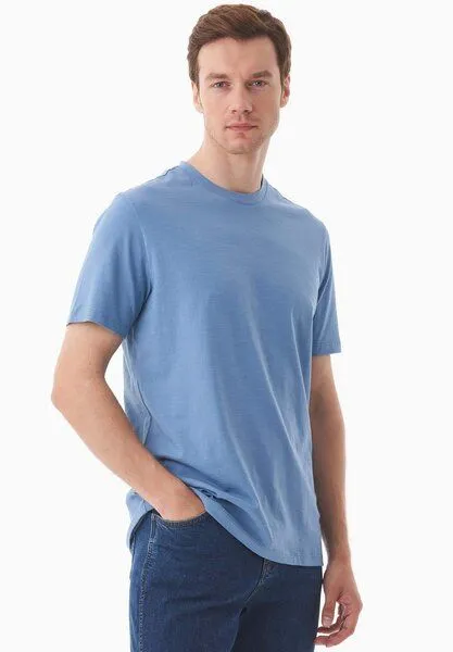 ORGANICATION ORGANICATION Basic T-Shirt aus Bio-Baumwolle, Coronet blue, – Produktbild 3 von 4