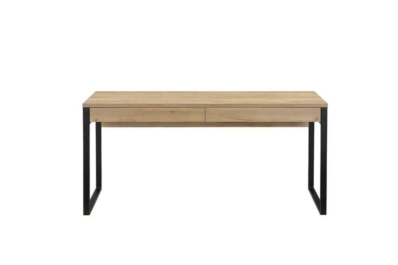 OTTO home Schreibtisch Moid, Computertisch im modernen Design, Breite 120/140/160 cm, mit Metallbeinen & Schublade, Beige|schwarz, – Produktbild 1 von 8