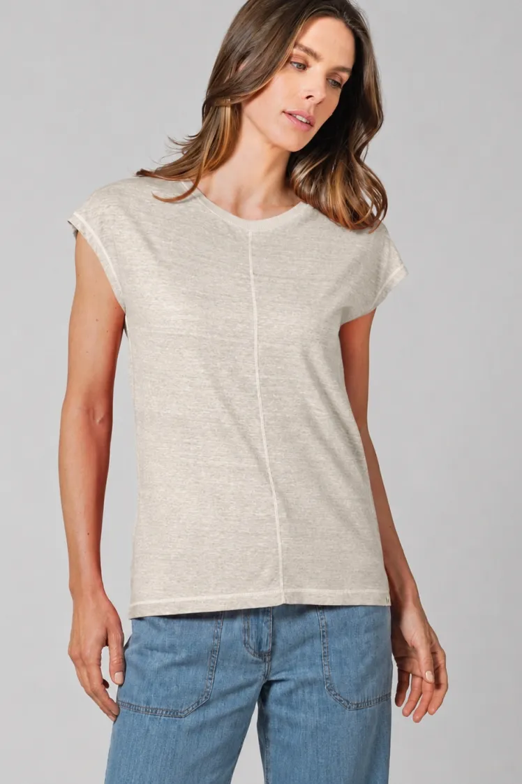 HempAge Hempage Damen vegan T-Shirt Mit Ziernähten Distel Beige, Beige, – Produktbild 2 von 2