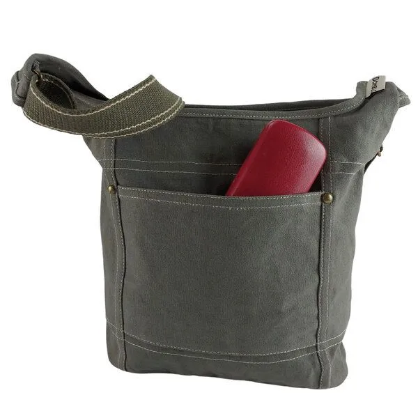Domelo Domelo Damen Umhängetasche. Khaki grün wasserabweisende Hobo Tasche, gewachste Canvas Schultertasche – Produktbild 4 von 4
