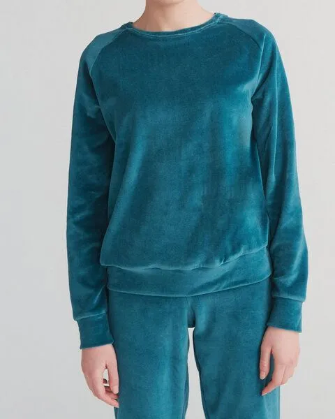 Leela Cotton Leela Cotton Damen Nicky Sweatshirt Bio Baumwolle, Donaublau, – Produktbild 1 von 2