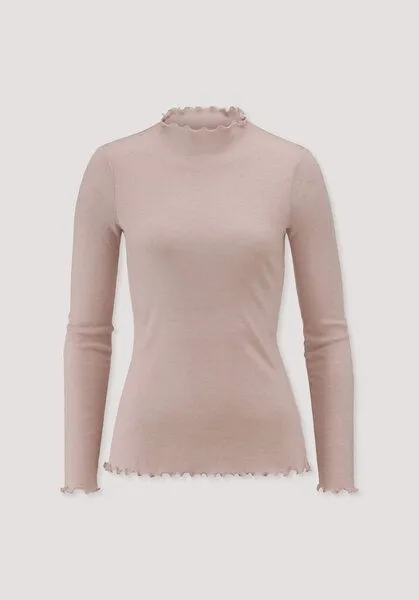 hessnatur hessnatur Mock-Neck Longsleeve Pointelle aus reiner Bio-Merinowolle, Mattrosa, – Produktbild 4 von 4