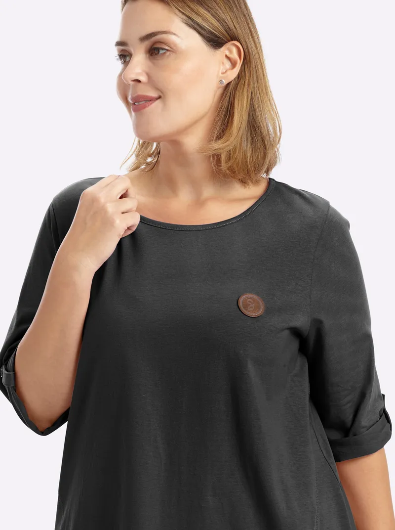 sheego Longshirt schwarz, Schwarz, – Produktbild 2 von 2