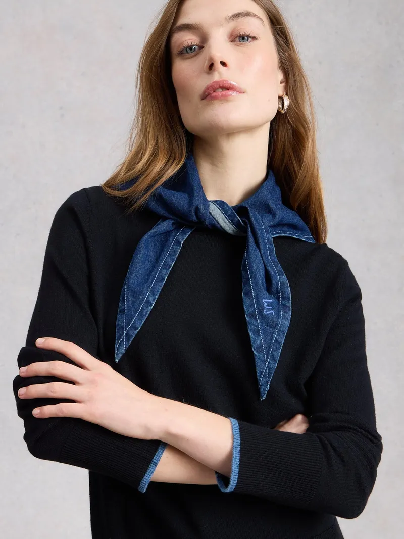 White Stuff Dreieckstuch Charlie aus Denim - Einheitsgröße, Dunkeldenim, – Produktbild 1 von 4