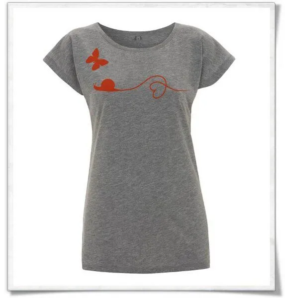Picopoc Picopoc T-Shirt Schnecke und Schmetterling, Grau, – Produktbild 1 von 4