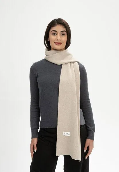 MELA MELA Bundle Feinstrick Mütze kurz LESH + Jacquard Schal ASMEE, Kiesel melange, – Produktbild 3 von 3
