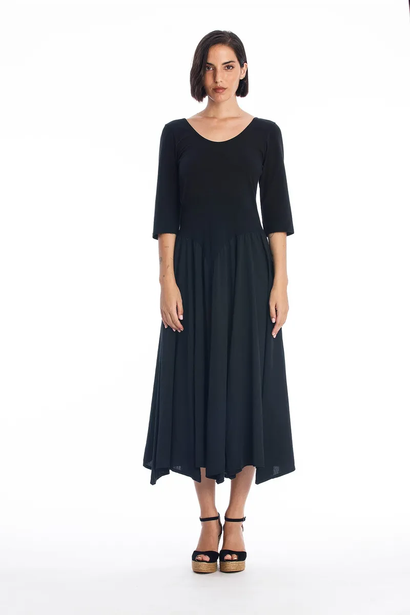 RAVENS VIEW IBIZA RAVENS VIEW IBIZA Damen vegan Midikleid Look Schwarz, Schwarz, – Produktbild 1 von 2