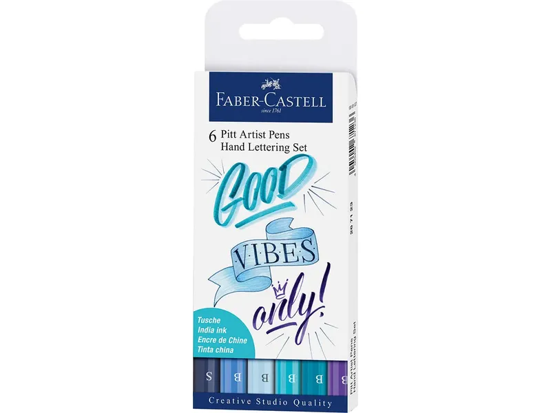 Faber-Castell Faber-Castell Tuschestifte-Set, Blautöne, Pitt Artist Pen, Handlettering-Set, 6 Stk. – Produktbild 2 von 2