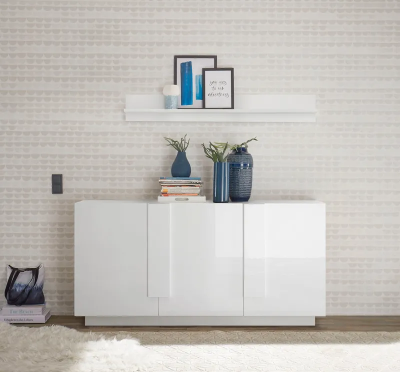 Home affaire Sideboard Jupiter, Breite 181 cm, Kommode 3 Türen - Soft Closing, Anrichte, moderne Griffblende, FSC®, cleveres Stauraumkonzept, Weiß, – Produktbild 1 von 5