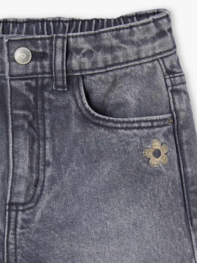 Vertbaudet Vertbaudet Weite Mädchen Jeans mit Dehnbund, Grauer denim, – Produktbild 3 von 4