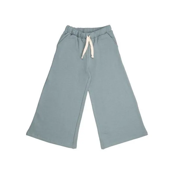 Walkiddy Kinder Culotte Hose GOTS-zertifiziert aus Bio-Baumwolle, hellgrün, weites Bein mit elastischem Bund & Kordelzug – Walkiddy Wide Leg Pants, Grün, – Produktbild 1 von 3