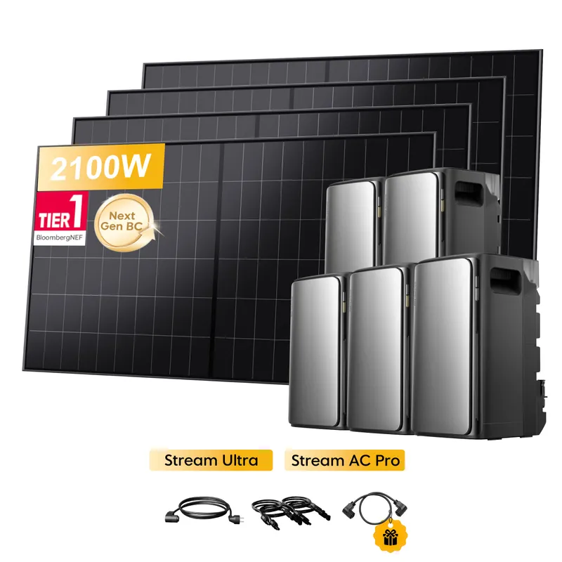 EcoFlow EcoFlow Stream Ultra, All-in-One Speicher für Balkonkraftwerke, mit 4 x 480Wp Sunpro BC Bifazial Full Black Solarmodul, by Powerness - Stream Ultra + 4 x Stream AC Pro | 9600Wh / ohne Zubehör / Selbstabholung – Produktbild 2 von 2