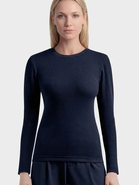 KnowledgeCotton Apparel KnowledgeCotton Apparel Langarmshirt - Rib Scoop neck long sleeved - aus Bio-Baumwolle, Blau (night-sky), – Produktbild 1 von 5