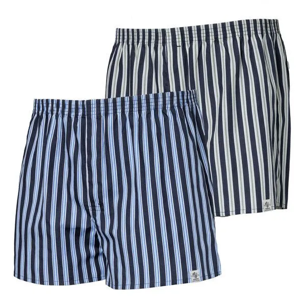 Haasis Bodywear Haasis Bodywear Herren Web-Boxer Streifen, verdeckte Knopfleiste, 2er Pack, Navy-streifen, – Produktbild 1 von 4
