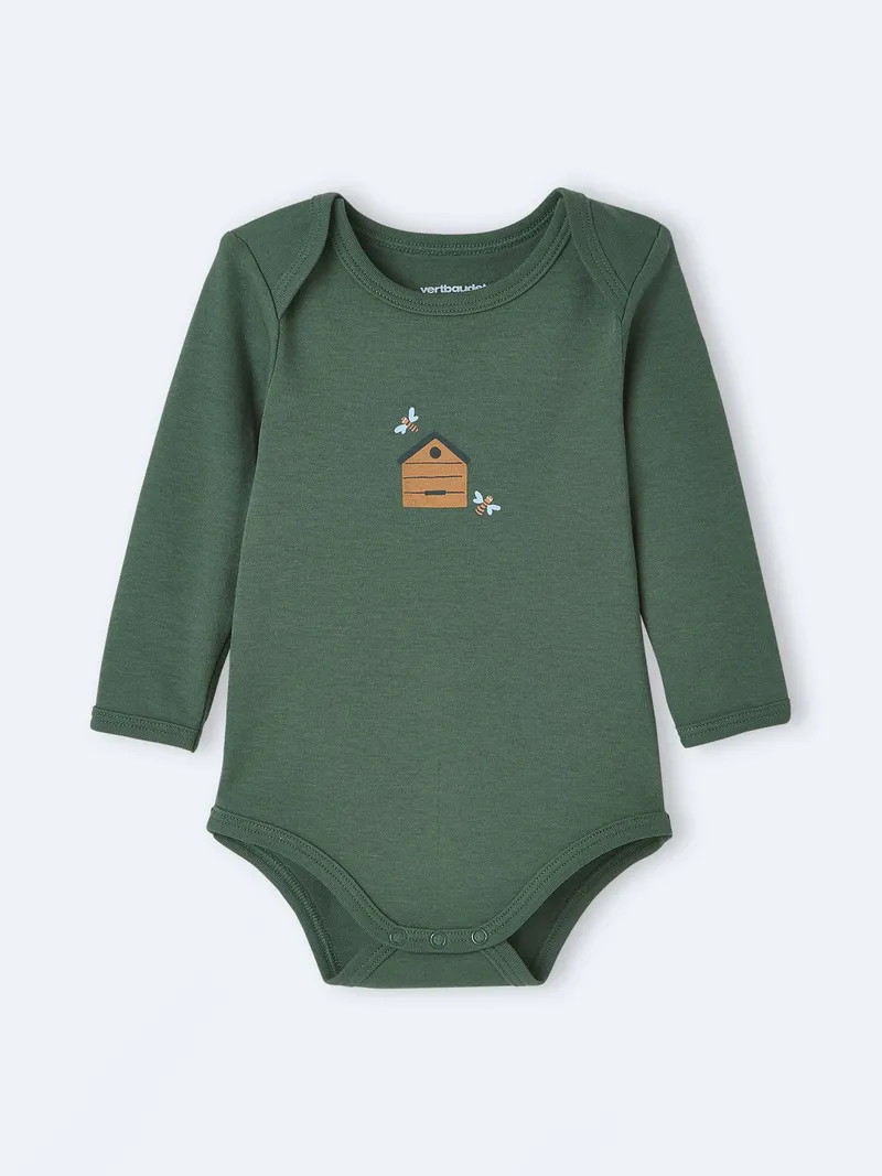 Vertbaudet 5er-Pack Baby Langarm-Bodys, Pack dunkelkhaki, – Produktbild 4 von 4