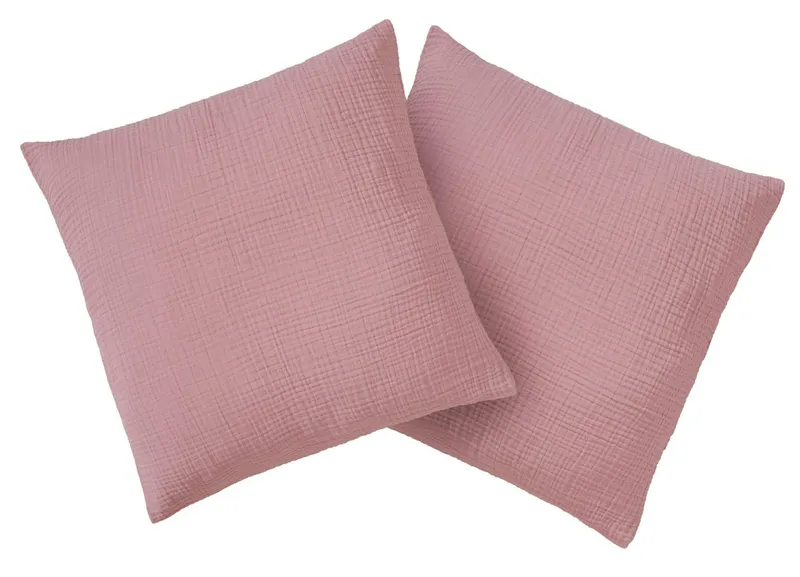 OTTO home Kissenbezug Bailee, 2er-Set, Kuschelige Musselin Qualität, Uni-Style, (2 Stück), 50x50 cm, Hotelverschluß, 100% atmungsaktive Buamwolle, Rosa, – Produktbild 2 von 3