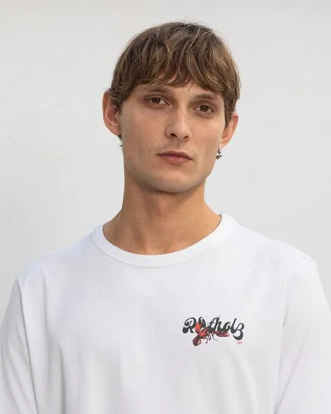 Rotholz Rotholz Lobster Logo T-Shirt aus Bio Baumwolle, Weiss, – Produktbild 4 von 7