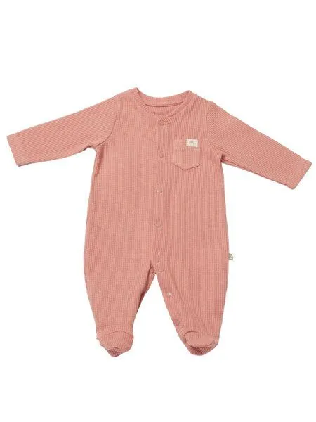 Biorganic Biorganic Waffle Smile Baby Strampler, Coral, – Produktbild 1 von 3