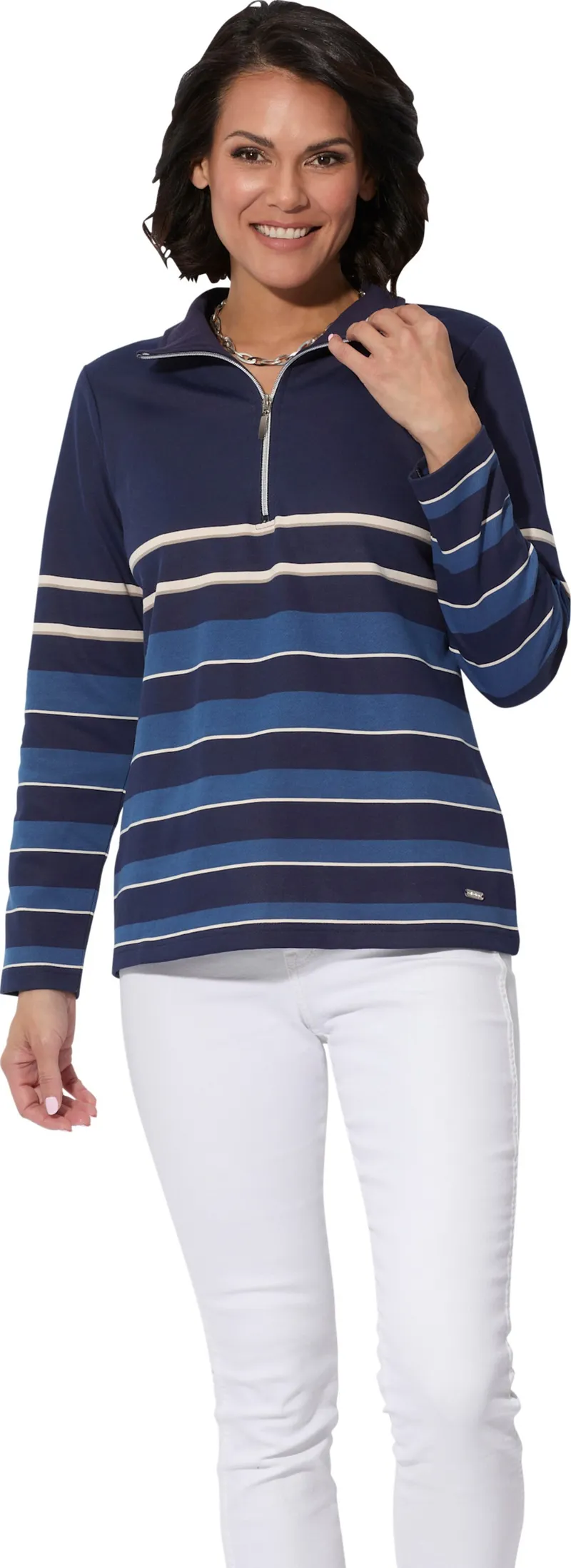 Witt Sweatshirt marine-jeansblau-geringelt, Marine-jeansblau-geringelt, – Produktbild 2 von 2
