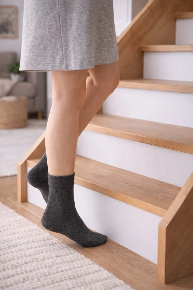 NERS Basicsocken aus Bambus Damen & Herren, ohne Naht im Zehenbereich, Komfortbund (Spar-Set, 6-Paar, verstärkte Verse) Premium Bambussocken Atmungsaktiv & Weich, mit Geschenkbox, Grau, – Produktbild 5 von 5