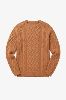KnowledgeCotton Apparel KnowledgeCotton Apparel Herren vegan Pullover Mit Zopfmuster Löwe Braun – Produktbild 1 von 1