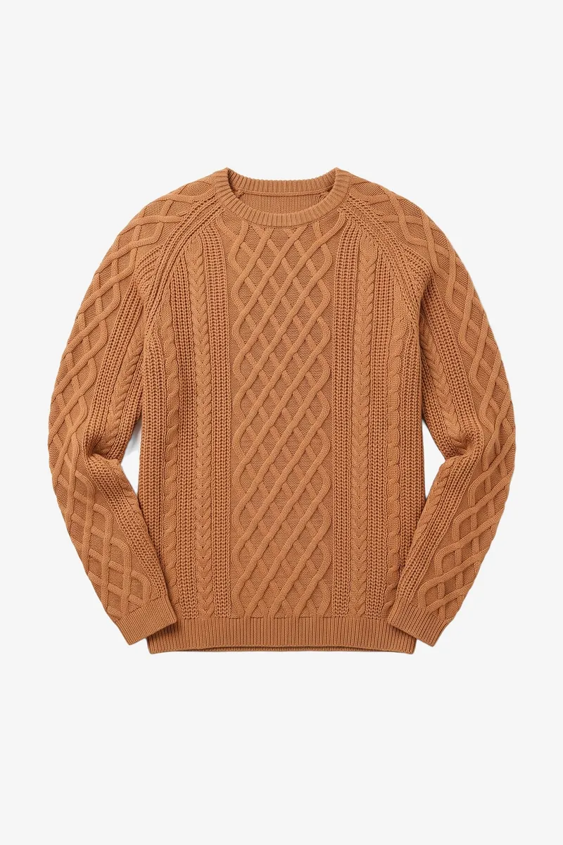 KnowledgeCotton Apparel KnowledgeCotton Apparel Herren vegan Pullover Mit Zopfmuster Löwe Braun, Braun, – Produktbild 1 von 2