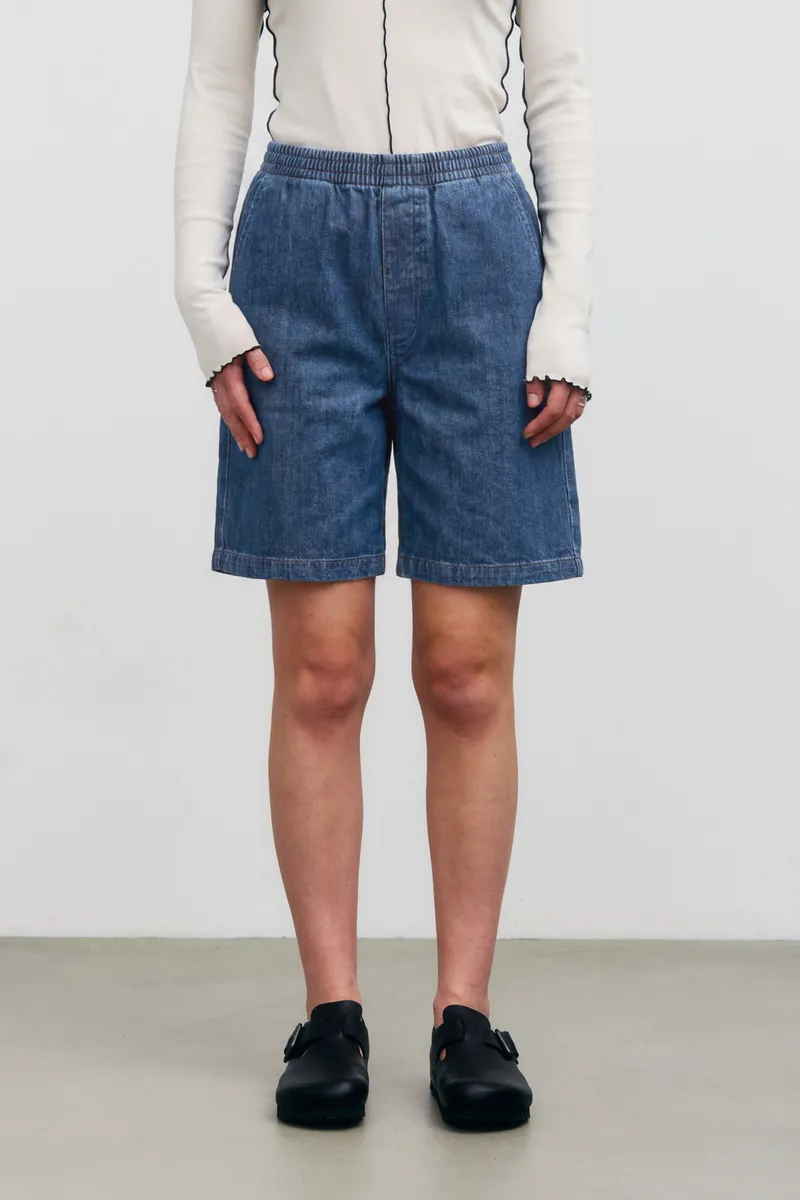 Rotholz Rotholz Damen vegan Shorts Denim Weit Blau, Dunkelblau, – Produktbild 2 von 2