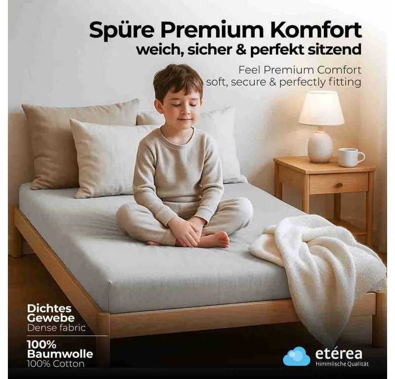 etérea Himmlische Qualität Spannbettlaken etérea Comfort Jersey Spannbettlaken, Jersey, Gummizug: rundum, (1 Stück), Silberfarben, – Produktbild 2 von 5