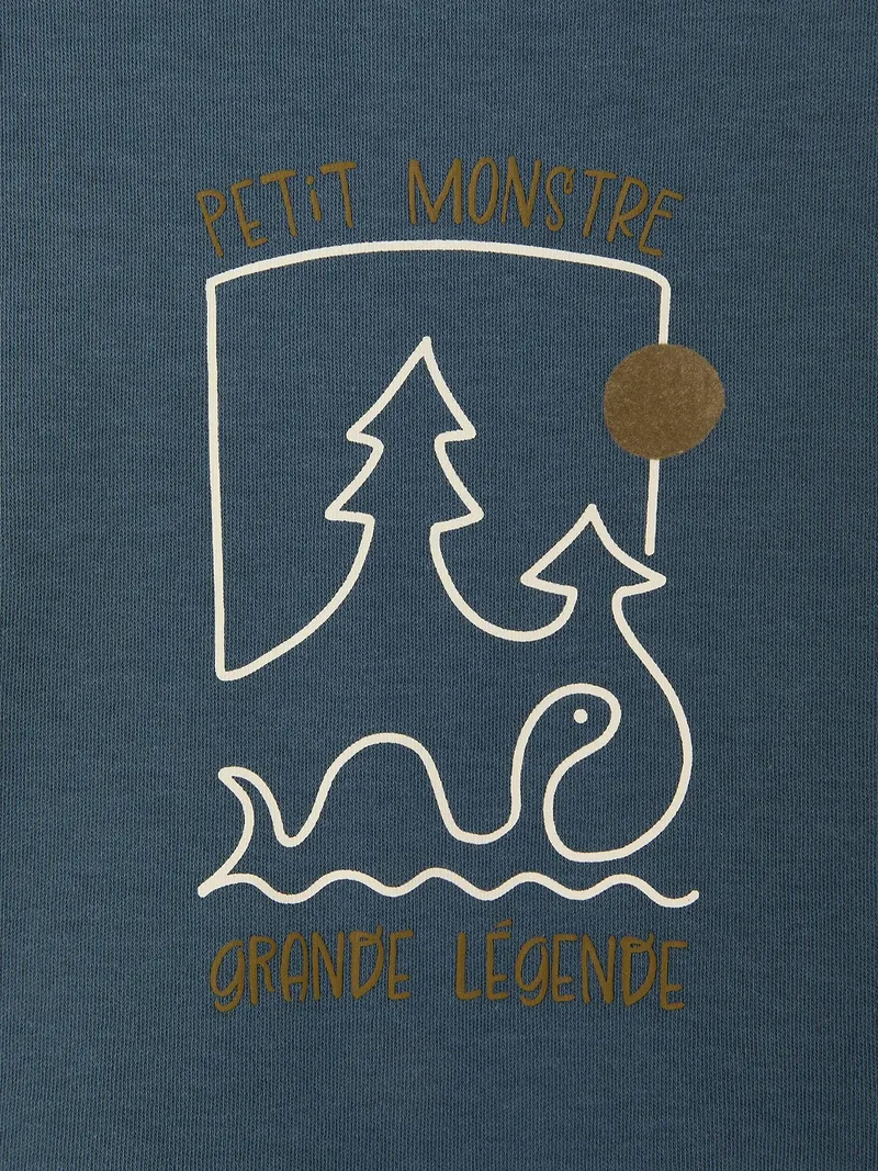 Vertbaudet Baby Shirt mit Print und Druckknöpfen hinten pfauen, Pfauenblau, – Produktbild 2 von 3