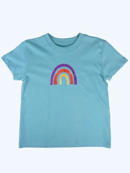 MelaDi MELAdi Kinder Shirt aus Biobaumwolle - Regenbogen auf Türkis Kopie – Produktbild 3 von 4