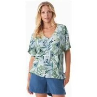 ORGANICATION ORGANICATION Bluse aus LENZING ECOVERO mit Blattmuster, Grün(abstract leaf), – Produktbild 1 von 1