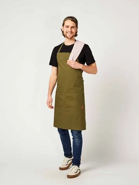 KAYA&KATO KAYA&KATO CO Latzschürze lang PIKE, Olive, – Produktbild 3 von 4
