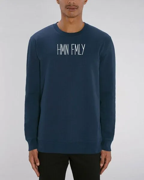 Human Family Human Family Bio Unisex Rundhals-Sweatshirt - "HMN FMLY", Navy, – Produktbild 2 von 3