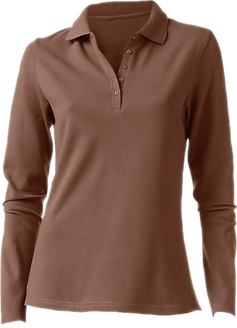 heine Langarm-Poloshirt braun, Braun, – Produktbild 1 von 2
