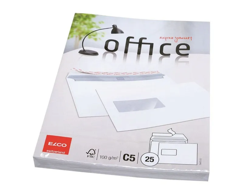 Elco Elco Briefumschlag Office, C5, mit Fenster, Haftklebung, Weiß, – Produktbild 2 von 3