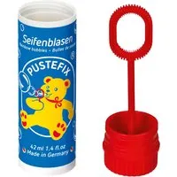 PUSTEFIX Seifenblasenspiel 'Pustefixbär' Deckel farbsortiert (rot, gelb oder dunkelblau) 1 Stk. – Produktbild 1 von 1
