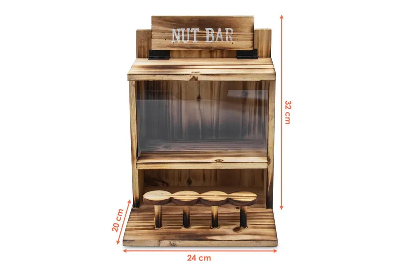 Spetebo Futterstation Eichhörnchen Futterstation NUT BAR aus Holz - 32 x 24 cm, Holz / Acryl, Praktischer Klappdeckel, Beige, – Produktbild 2 von 5