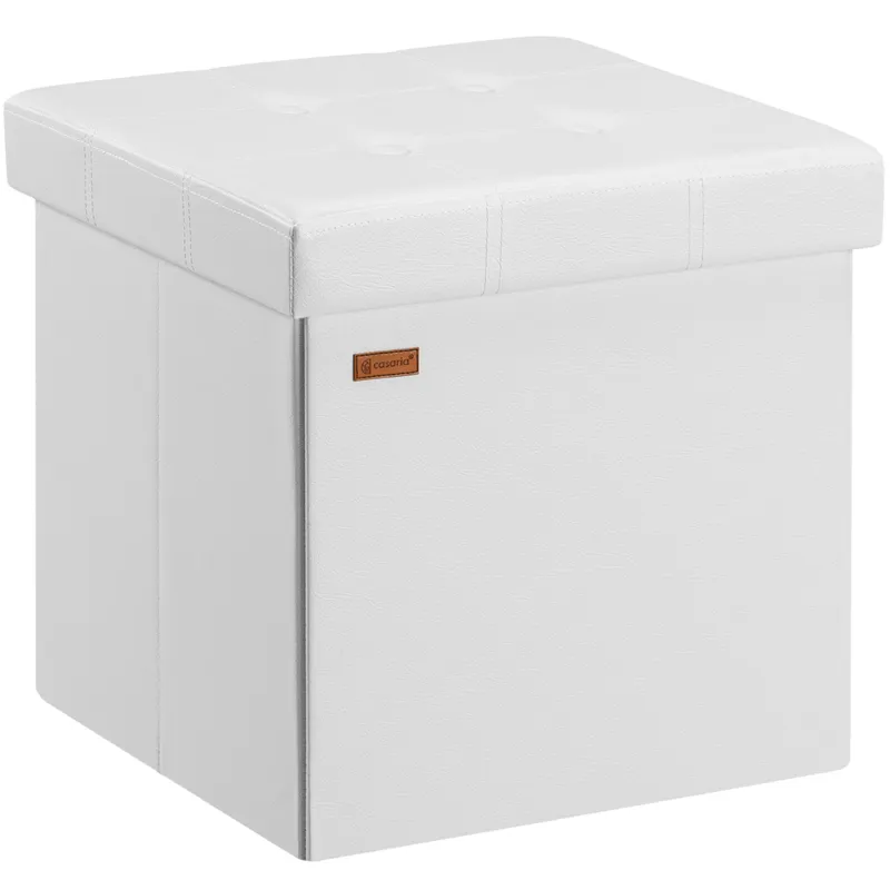 Casaria® Sitzhocker Weiß Kunstleder 38x38x38cm faltbar, Weiß, – Produktbild 1 von 2