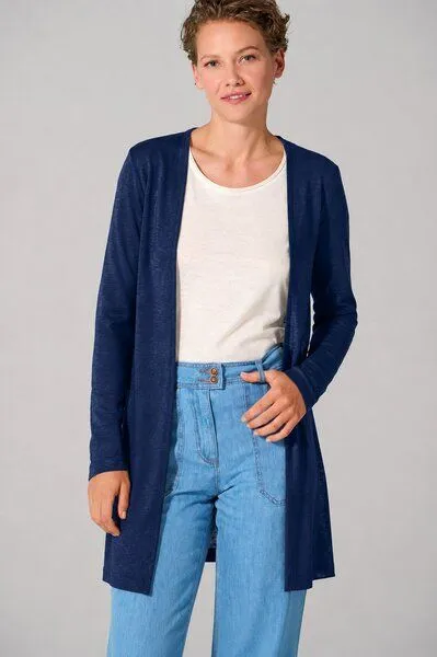 HempAge HempAge Lange Jersey Damenjacke Hanf/Biobaumwolle, Navy (blau), – Produktbild 2 von 4