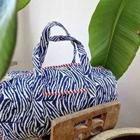 KIKOONI KIKOONI handgefertigte große Baumwolltasche "K. Shopper", Blue zebra, – Produktbild 1 von 1