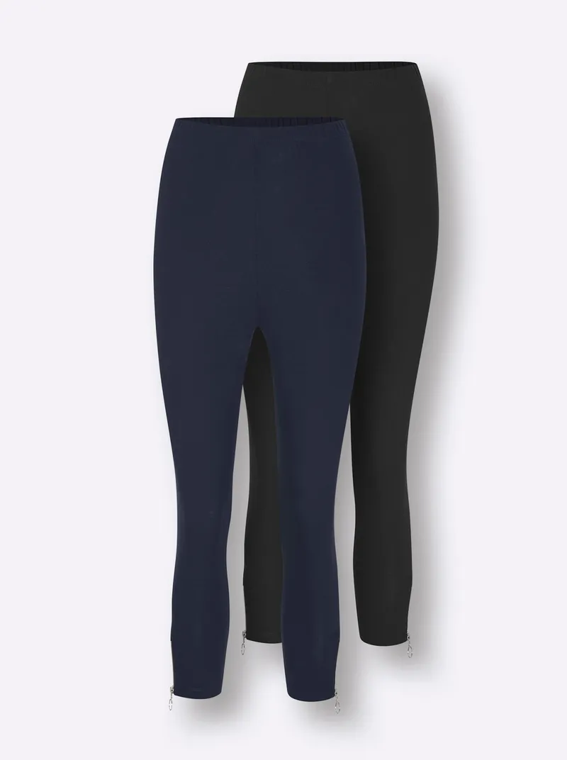 feel good Leggings 3/4-lang schwarz + marine, Schwarz + marine, – Produktbild 2 von 2