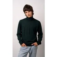 Kopyto Kopyto OCELOT - Herrenrollkragenpullover aus 100% Merinowolle Strickpullover, Dunkelgrün, – Produktbild 1 von 1