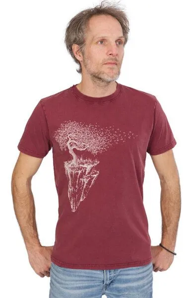 Life-Tree Life-Tree Fairwear Organic Shirt Men Washed Maple Island, Rot, – Produktbild 3 von 3