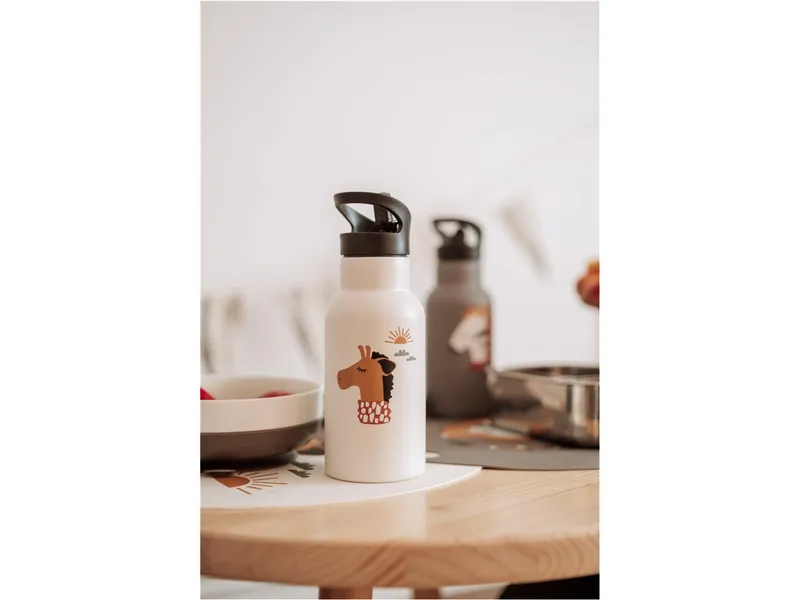 Kikadu Kikadu Kinder Edelstahl Trinkflasche Giraffe Maße 20 x 7 cm, 350 ml, Natur, – Produktbild 2 von 2