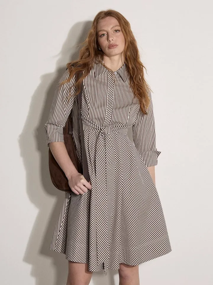 Apricot Apricot Minikleid Minikleid aus Baumwolle (Stoffgürtel) mit seitlichen Streifen, Braun, – Produktbild 2 von 5
