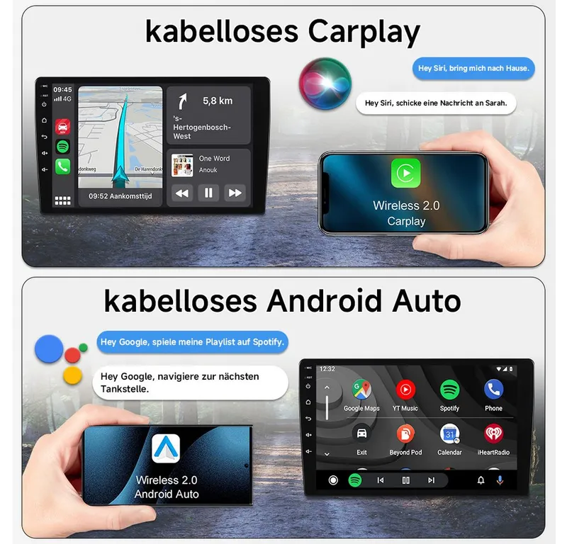 A-Sure Android 15 Apple Carplay 4/8 Core Navi Für Smart Fortwo 451 2005-2015 Autoradio (Digitalradio (DAB), FM, AM), Modell a(2005-2010), – Produktbild 4 von 5