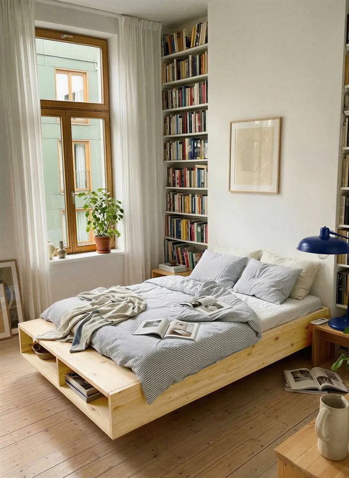 Karup Design Stauraumbett Merge Bed Bettgestell m. integrierter Bank m. Stauraum, mehrere Größen, inkl. Lattenrost, excl. Matratze, FSC®-zertifiziertes Massivholz, Beige, – Produktbild 6 von 7
