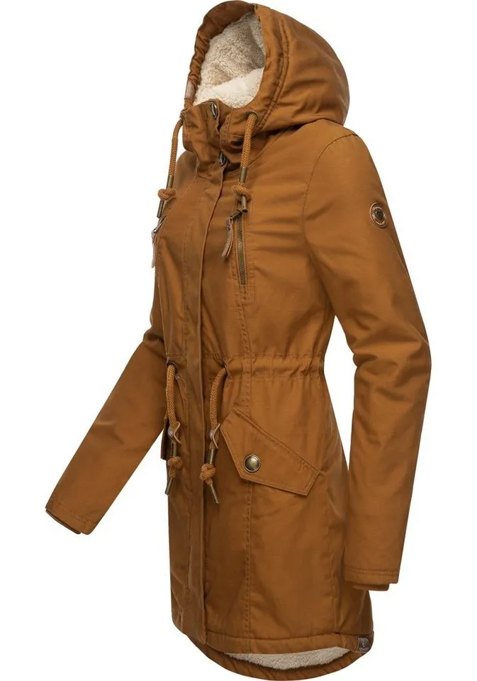 ragwear ragwear Wintermantel Elsie stylischer Winterparka mit Kapuze und Teddyfleece, Braun, – Produktbild 3 von 5